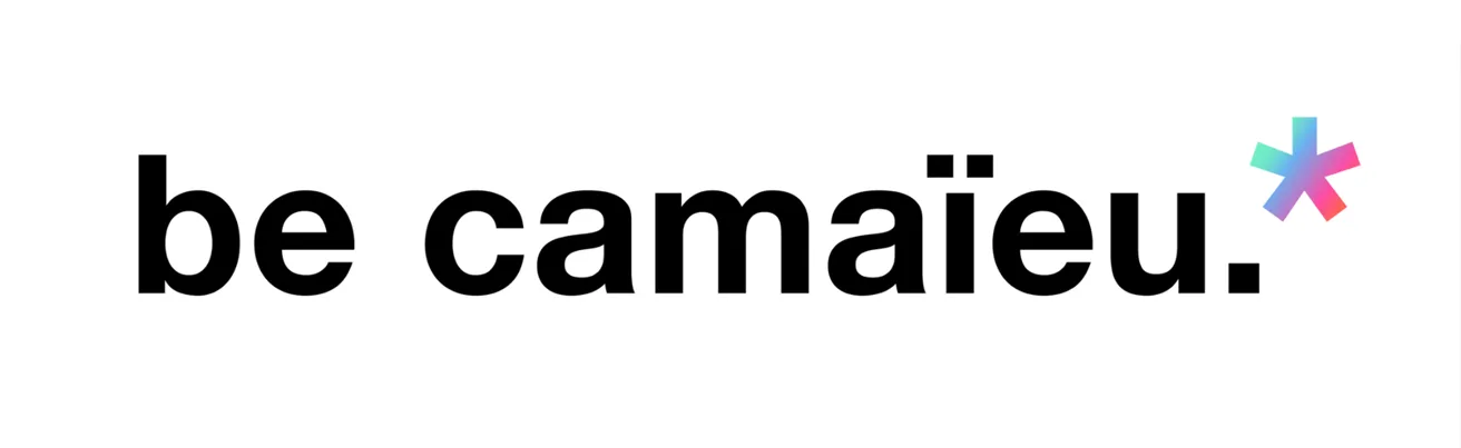 Logo be camaïeu en noir avec un astérisque multicolore