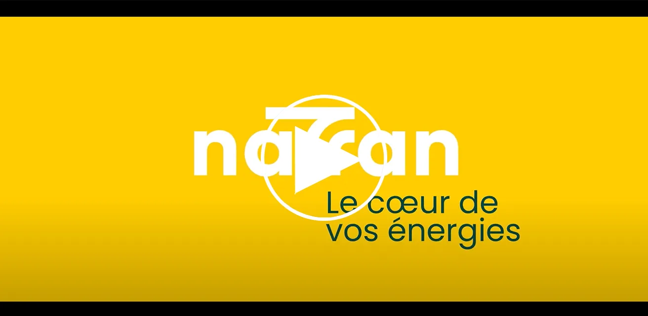 Vidéo de présentation Natran avec le slogan Le cœur de vos énergies sur fond jaune