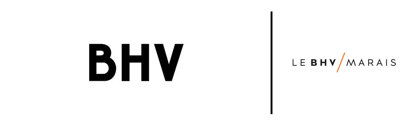 Nouveau logo BHV à côté de l'ancien logo Le BHV Marais
